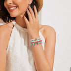 RISHEGAE Heishi Beaded Stretch Bracelets for Women Stackable Polymer Clay Beads Bracelets Friendship Boho Summer Beach Bracelet Jewelry Set - color: D-A orange 6pcs