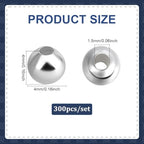 PH PandaHall 300pcs 925 Sterling Silver Plated Round Beads, 4mm Seamless Smooth Beads Waist Bead Round Ball Bead Brass Loose Spacers for Bikini Belly Chain Layered Bracelet Jewelry Making - size: 4mm