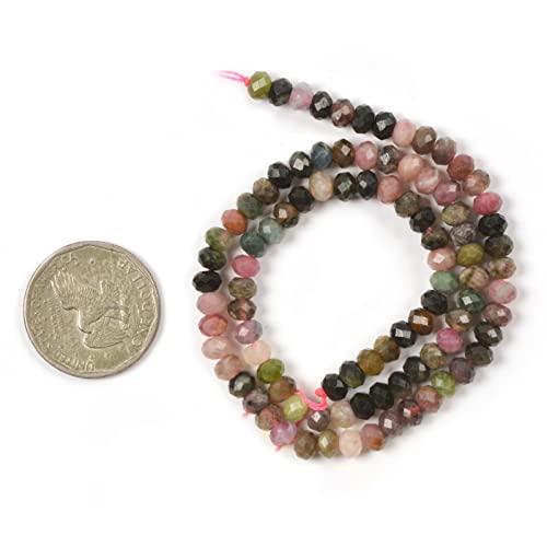 6mm Natural Multi-Color Tourmaline Faceted Rondelle Loose Beads Jewelry Making DIY Bead 16 Inch - color: Multi-color Tourmaline