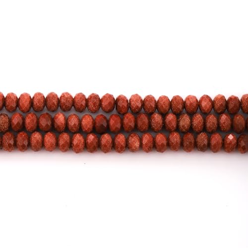 Faceted 4x6mm Natural Goldsand Stone Rondelle Spacer Gemstone Beads Loose Semi Gemstone Beads for Jewelry Making - color: Goldsand