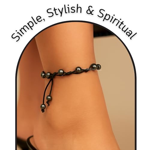 Amazing Gemstone Crystal Anklet Ankle Bracelets for Women - Waterproof Beaded Healing Crystal Anklets, Plus Size Chakra Gemstone Bead Anklet - color: Hematite, style: Hand Knotted
