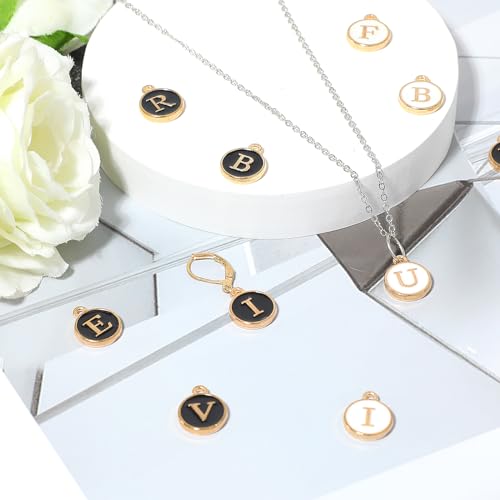 104 PCS Letter Charms for Jewelry Making - Double Sided Alphabet & Initial Charms for Necklace & Bracelet - color: 2 colors