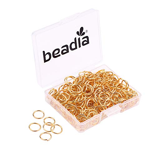 BEADIA Open Jump Rings Gold 0.8x8mm 300pcs for DIY Jewelry Making Supplies - color: Gold, size: 0.8*8mm