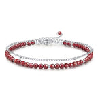 Peridot Stand Silver Gold Bracelets, Handmade Birthstone Stack Bracelet Crystal Gemstones Bead Chain Gift for Women, 8" - color: Silver-01-Jan Garnet