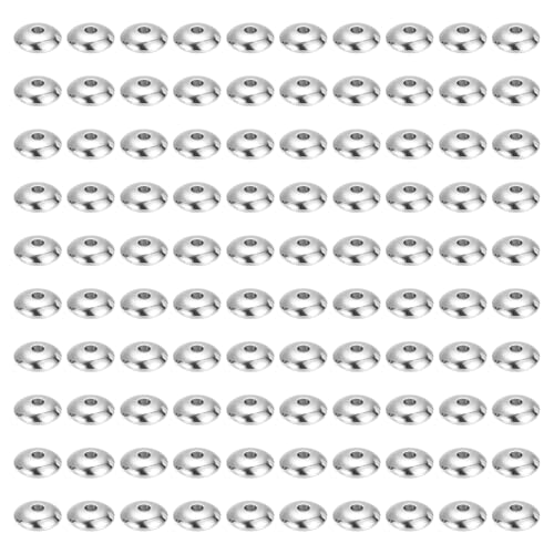 PATIKIL 100Pcs Stainless Steel Saucer Beads 2mm Hole Small Saucer Spacer Beads for DIY Jewelry Making Earrings Bracelets Necklaces Crafts, Silver - size: 2 x 8 x 3mm (L x W x H)