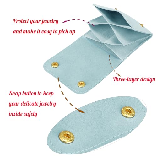 3Pcs Microfiber Jewerly Rolls Small Jewelry Bags for Jewelry Gift Bags Jewelry Organizer Pouch with Double Snap Button for Jewelry Travel Jewelry Pouch, 3"x3"(Light Blue) - color: Light Blue