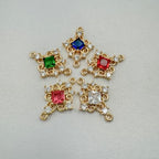 Zirconia Connector Charms Crystal Gold Plated Brass Links for Jewelry Making Bracelet Necklace Earring Pendant Craft Supplies DIY Accessories - color: RhombusA-Mix-10Pcs