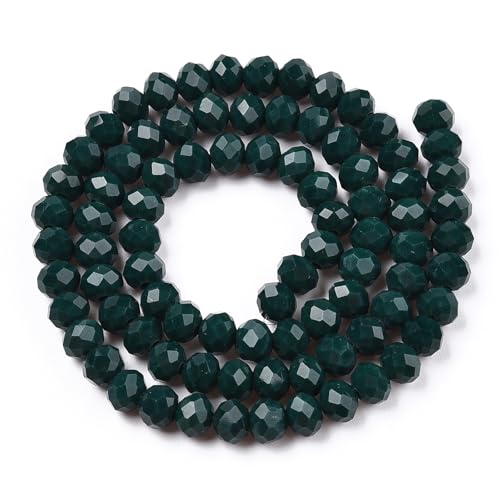 10 Strands Briolette Faceted Rondelle Glass Beads 6x5mm Opaque Glass Tiny Loose Spacer Beads 850pcs for Bracelets Jewelry Making - color: Dark Green, size: 6x5mm