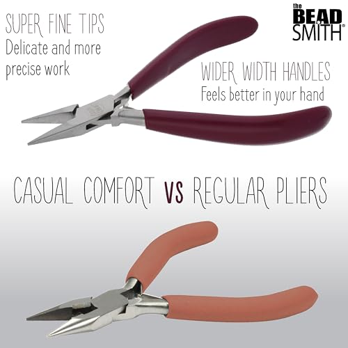 The Beadsmith Chain Nose Pliers – 6-Inches (152 mm) Jewelry-Making Tool w/Polished Steel Head, PVC Comfort Grip, & Double-Leaf Springs
