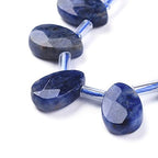 Craftdady 30Pcs Faceted Teardrop Natural Sodalite Stone Beads Top Drilled Drop Gemstone Loose Beads Energy Healing Crystal Stone 12-13x8.5mm for Jewelry Craft Necklace Bracelet Earring Making - color: Sodalite