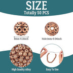 KISSITTY 50Pcs Antique Red Copper Round Iron Beads 8mm Small Hole Loose Metal Corrugated Round Bead Craft Tibetan Style Alloy Spacer Bead for DIY Jewelry Making Findings Charms Pendants