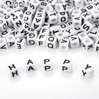 DAHI 400pcs Letter Beads 8 * 8mm Square Alphabet Bead White Cube Letter Bead A-Z Acrylic Alphabet Beads for Jewelry Making DIY (Back White 8x8mm) - color: black white 8x8mm