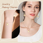 MARFOREVER 40 Pcs 18K Gold Heart Charms for Jewelry Making, Valentines Charms 3D Love Heart Shape Dangle Pendants for Mother's Day Valentine's Gifts Bracelet Necklace Earrings Making DIY Crafts - style: Gold Heart