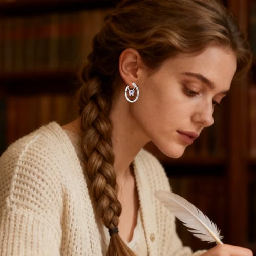 LAZA 925 Sterling Silver Hoop Earrings for Women, Sterling Silver Butterfly Hoops Colorful Flowers Hoop Huggie Earrings Hypoallergenic Jewelry Gifts for Women - color: Purple Butterfly Earring