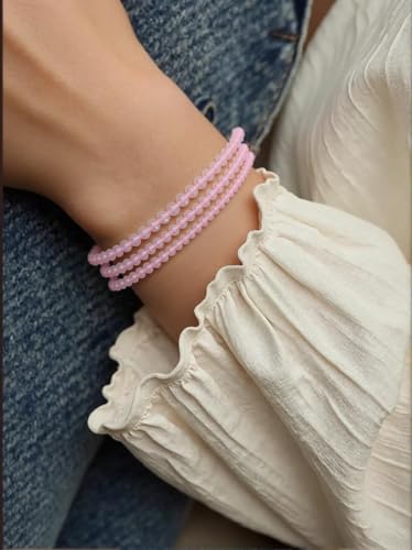 Natural Quartz Beads, 4mm 90pcs Small Round Faceted Loose Gemstones for DIY Jewelry Making, Handmade Bracelet and Necklace Crafting, with Size Card - color: Rose Quartz, size: 4mm