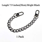 HAHIYO Purse Chain Strap 7.9 inches Bright Black for Shoulder Cross Body Sling Purse Handbag Clutch Replacement Comfortable Flat 0.4' Wide Enough 2.4mm Extra Thick Metal 1 Pack - size: Bright Black 7.9 inches