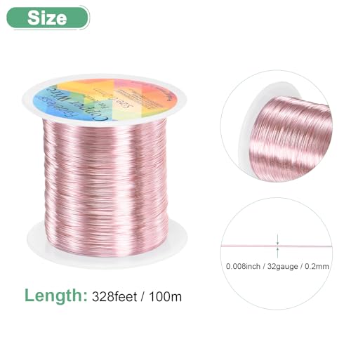 M METERXITY 0.2mm Jewelry Wire, 32 Gauge 328FT Craft Wire Copper Beading Wire for Jewelry Making/Planting/Weaving/DIY Crafting, Soft Metal Wires [100M, Rose Golden] - color: Rose Golden, size: 0.2mm 32 Gauge