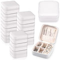 Yinkin 12 Pcs Mini Travel Jewelry Case Bridesmaid Proposal Gift Boxes, Small PU Leather Earring Organizer, Bulk Travel Accessories Portable Jewelry Holder(White) - color: White