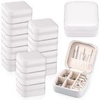 Yinkin 12 Pcs Mini Travel Jewelry Case Bridesmaid Proposal Gift Boxes, Small PU Leather Earring Organizer, Bulk Travel Accessories Portable Jewelry Holder(White) - color: White