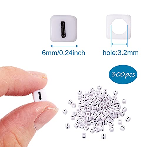 FASHEWELRY 300Pcs Cube White Acrylic Letter Beads 6x6mm Letter I Alphabet Beads for DIY Bracelet Necklace Jewelry Making - color: Letter I, size: 6x6x6mm