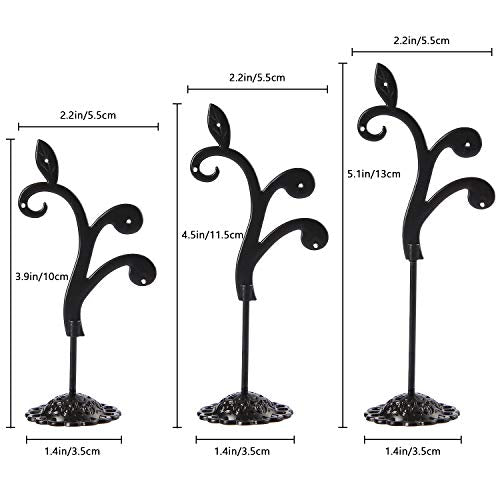 Black Earring Stand Detachable Metal Earring Display Storage Rack for Photography Jewelry Props Show Closet Retail Store Display 3 Pcs, Vine Shape