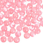 1 Box 120PCS 8MM Pink Resin Round Beads with Holes Imitation Cat Eye Transparent Smooth Shiny Cats Eyes Spacer Loose Valentine Bead for Jewelry Making Necklaces Bracelets Diy Craft Supplies - color: Pink