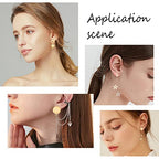 SUNNYCLUE 1 Box 46Pcs 16 Styles Stainless Steel Stud Earring Finding Including 32pcs Hypoallergenic Ear Stud & 14Pcs Ear Nuts for Women Beginners DIY Earring Jewellery Making Crafts, Golden - color: 16 Pairs Golden Tone Stud Earring Findings