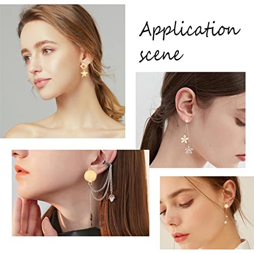 SUNNYCLUE 1 Box 46Pcs 16 Styles Stainless Steel Stud Earring Finding Including 32pcs Hypoallergenic Ear Stud & 14Pcs Ear Nuts for Women Beginners DIY Earring Jewellery Making Crafts, Golden - color: 16 Pairs Golden Tone Stud Earring Findings