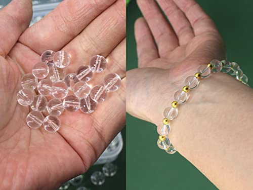 500PCS 8mm Clear White Glass Round Beads Bulk,Imitative Jade Beads Kit, Bracelet Space Loose Beads for Jewelry Making Earring, Necklaces, DIY Crafts & Gifts #352 - size: 8mm Clear White #352