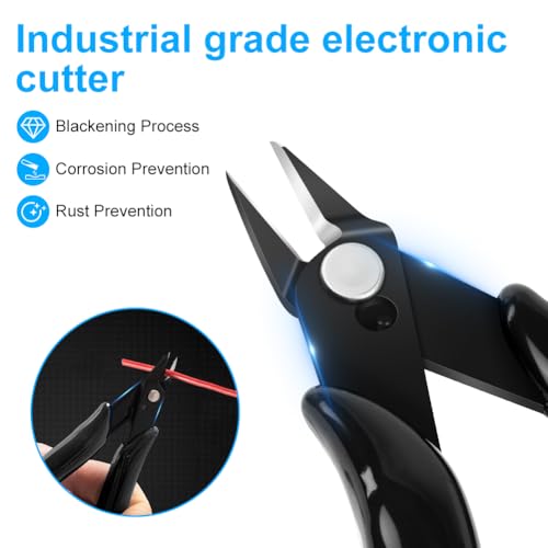 Ainiv Wire Cutters, 4PCS Spring-loaded Side Cutters Flush Cutters, Diagonal Cutters Precision Side Cutters, Diagonal Cutting Pliers in CRV Steel, Heavy Duty Cutting Pliers for Electrical, Homes - color: Black Wire Cutter-4pcs, size: 4pcs