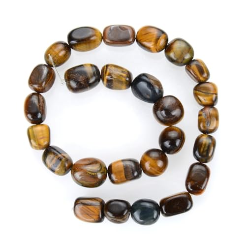 Adabele 15 Inch Natural Golden Yellow Tigers Eye Gemstone Tumbled Round Nugget Loose Beads 10mm-13mm Gem Stone Spacer for Craft Jewelry Making GZ4-11 - color: Tiger's Eye Stone, size: 15 Inch/1 Strand