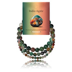 3Pcs Natural Healing Crystal Bracelets for Women Men, 4mm 6mm 8mm Beaded Stretch Bracelet Set, Black Tourmaline Natural Stone Gemstone Jewelry Gifts for Meditation, Reiki & Yoga - color: Indian Agate