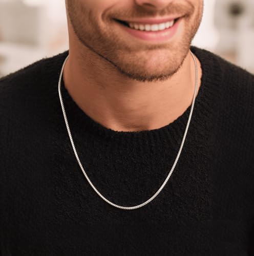 2.5mm/4mm Silver Wheat Chain for Men Women, Mens Silver Plated Over Stainless Steel Wheat Chain - color: Silver-2.5mm, size: 24 Inches