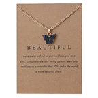 Rrdaily 9 Pcs Dainty Colorful Butterfly Pendant Necklace Set for Women,Bohemian Acrylic Butterfly Chain Necklace Cute Jewelry Gift - style: Style#B-gold card