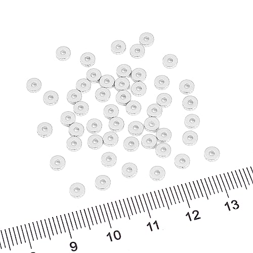 BEADIA Silver Plated Disk Spacer Beads 4x1.2mm 50pcs for Jewelry Making Findings Non Tarnish - color: Silver, size: 4x1.2mm Disk
