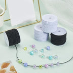 4 Rolls 0.6MM 148 Yards Elastic Stretch String Cords Round Sturdy Black White Soft Fibre Thread Arts Beading Sewing Accessories Cord Bulk for Jewelry Making Bracelets DIY Crafts Supplies - size: 0.6mm