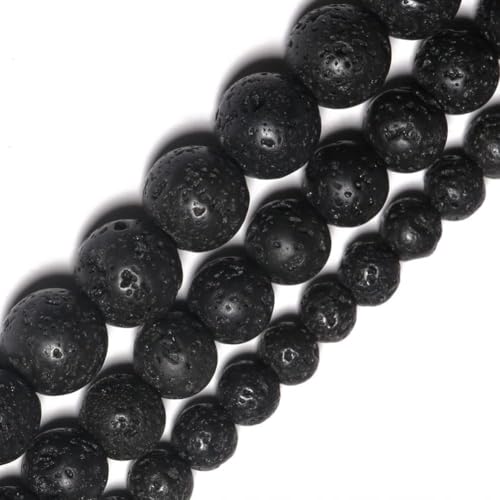 35pcs Volcanic Rock/Black Lava Rock Beads，10mm Healing Power Natural Stone Round Loose Beads for Jewelry Making Earring Necklace DIY Crafts - color: Black Volcanic Lava Stone, size: 10mm 35beads