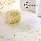 Crisjanggo 32.8 Feet 14K Gold Plated Brass Chains for Jewelry Making Long Craft Link Chain Roll Paperclip Necklace Chains Bulk with Jump Rings Lobster Clasps Extender Chain - color: Paperclip