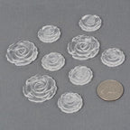 Justinstones 3pcs Carved Gemstone Flower Pendant Earrings Beads Set For Jewelry Making DIY 1.3 Inch & 1 Inch - color: Clear Quartz