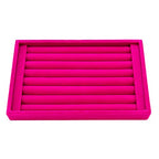 Tinsow Stackable 7 Slots Jewelry Rings Pink Earrings Tray Velvet Showcase Display Organizer (Pink) - color: Pink