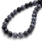 BEADIA Natural Snowflake Obsidian Stone Round Loose Semi Gemstone Beads for Jewelry Making 6MM 61PCS - color: Snowflake Obsidian, size: 6mm