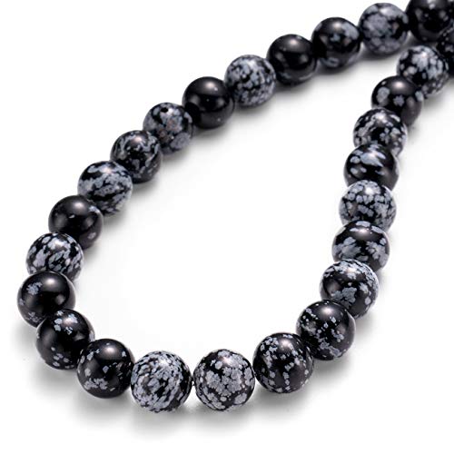 BEADIA Natural Snowflake Obsidian Stone Round Loose Semi Gemstone Beads for Jewelry Making 6MM 61PCS - color: Snowflake Obsidian, size: 6mm