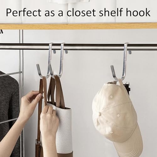 20Pcs J Shaped Stainless Steel Hanger Hook,Clip-on Wire Rack Hook, Hanging Sink Grid Hooks Wire Shelf Hooks for Kitchen Bedroom Office, Silver - color: Silver, size: 0.34"