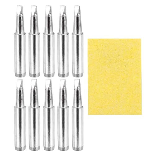 MECCANIXITY Pack of 10 900M Solder Tips Internally Heated Soldering Tips with Cleaning Sponge Pad Replacement Welding Accessories Kit for Electrical Solder Station Tip (900M-T-3.2D) - style: 900M-T-3.2D