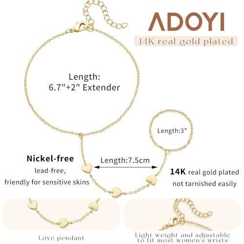 adoyi Gold Bracelets for Women, 14K Gold Plated Stackable Bracelet Stack Set Adjustable Charm Paperclip Chain Cuban Link Layered Waterproof Jewelry Sets Gifts for Womens - color: Gold Style E