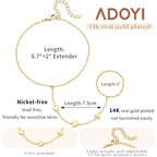 adoyi Gold Bracelets for Women, 14K Gold Plated Stackable Bracelet Stack Set Adjustable Charm Paperclip Chain Cuban Link Layered Waterproof Jewelry Sets Gifts for Womens - color: Gold Style E