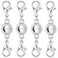 925 Silver Double Lobster Magnetic Necklace Clasps, Magnetic Necklace Clasps and Closures, Double Lobster Clasp Magnetic Jewelry Clasps for Necklaces (4pcs Silver) - color: 4pcs silver