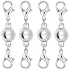 925 Silver Double Lobster Magnetic Necklace Clasps, Magnetic Necklace Clasps and Closures, Double Lobster Clasp Magnetic Jewelry Clasps for Necklaces (4pcs Silver) - color: 4pcs silver