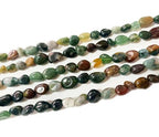 6-8mm Natural Indian Agate Nuggets Oval Free Tumbled Pebble Semi Precious Gemstone Loose Stone Beads Approx 15.5 inch for DIY Jewelry Making - color: Indian Agate