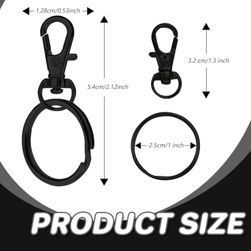 Keychain, 68PCS Swivel Snap Hooks with Key Rings, Metal Lobster Claw Clasp,34PCS Keychains Clips Hooks and 34PCS Key Chain Rings,Keychain Rings for DIY Crafts,Jewelry Making (Black) - color: black